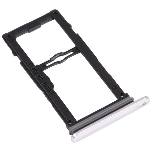Nano SIM Card Tray + Nano SIM Card Tray / Micro SD Card Tray for LG G8S ThinQ LMG810, LM-G810, LMG810EAW (Silver)