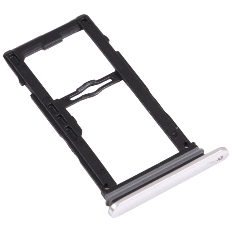 Nano SIM Card Tray + Nano SIM Card Tray / Micro SD Card Tray for LG G8S ThinQ LMG810, LM-G810, LMG810EAW (Silver)