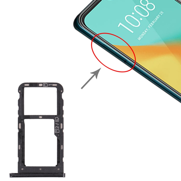 SIM Card Tray + SIM Card Tray / Micro SD Card Tray for ZTE Blade V10 Vita (Black) - For ZTE by PMc TechLife | Online Shopping South Africa | PMc TechLife | Buy Now Pay Later Mobicred