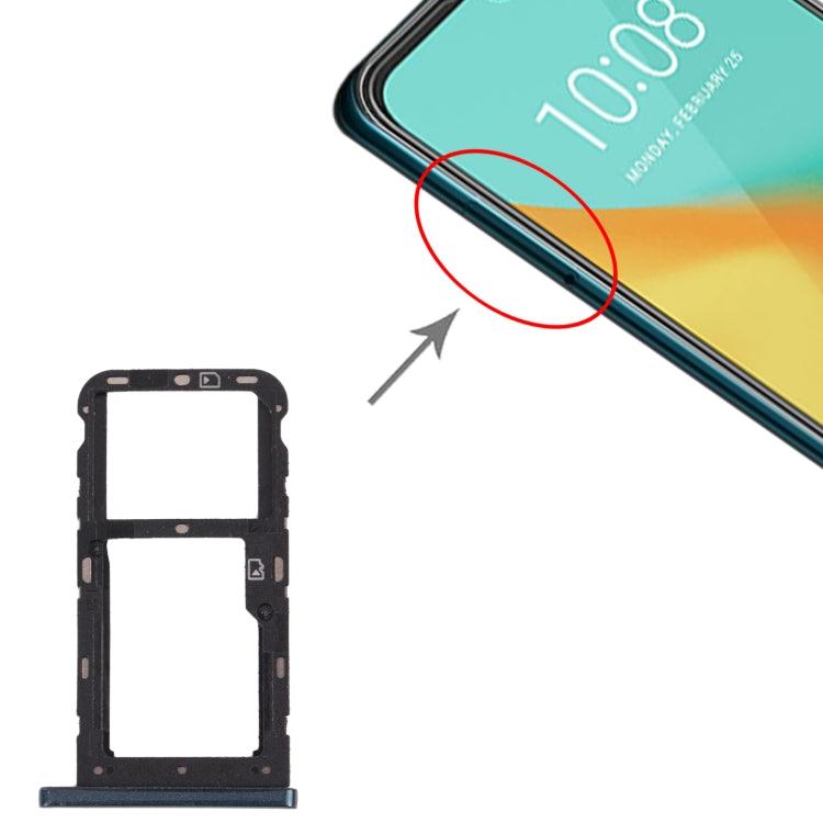 SIM Card Tray + SIM Card Tray / Micro SD Card Tray for ZTE Blade V10 Vita (Dark Green) - For ZTE by PMc TechLife | Online Shopping South Africa | PMc TechLife | Buy Now Pay Later Mobicred