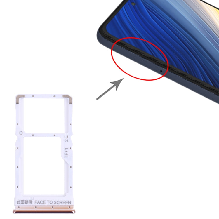 SIM Card Tray + Micro SD Card Tray for Xiaomi Poco X3 Pro M2102J20SG M2102J20SI (Gold)