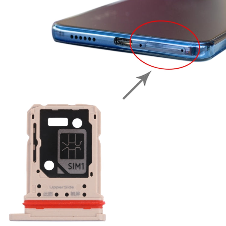 For vivo V21 / V21 5G V2066 V2108 V2050 SIM Card Tray + SIM Card Tray / Micro SD Card Tray (Gold) - Card Socket by PMc TechLife | Online Shopping South Africa | PMc TechLife | Buy Now Pay Later Mobicred