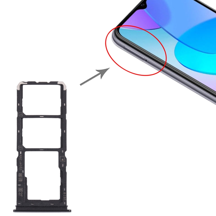 For vivo Y11s V2028 SIM Card Tray + SIM Card Tray + Micro SD Card Tray (Black) - Card Socket by PMc TechLife | Online Shopping South Africa | PMc TechLife | Buy Now Pay Later Mobicred