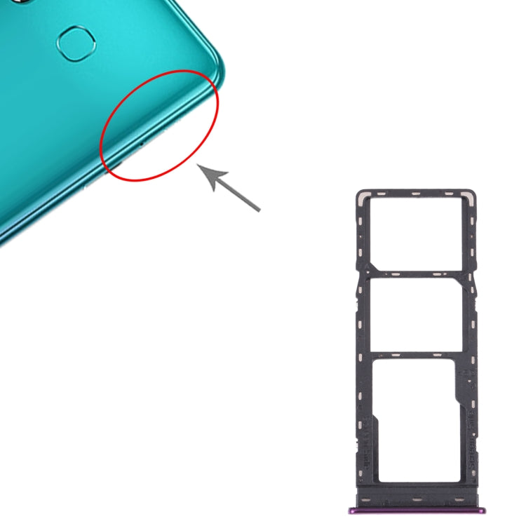 For Infinix S4 X626 SIM Card Tray + SIM Card Tray + Micro SD Card Tray (Purple) - Card Tray by PMc TechLife | Online Shopping South Africa | PMc TechLife | Buy Now Pay Later Mobicred