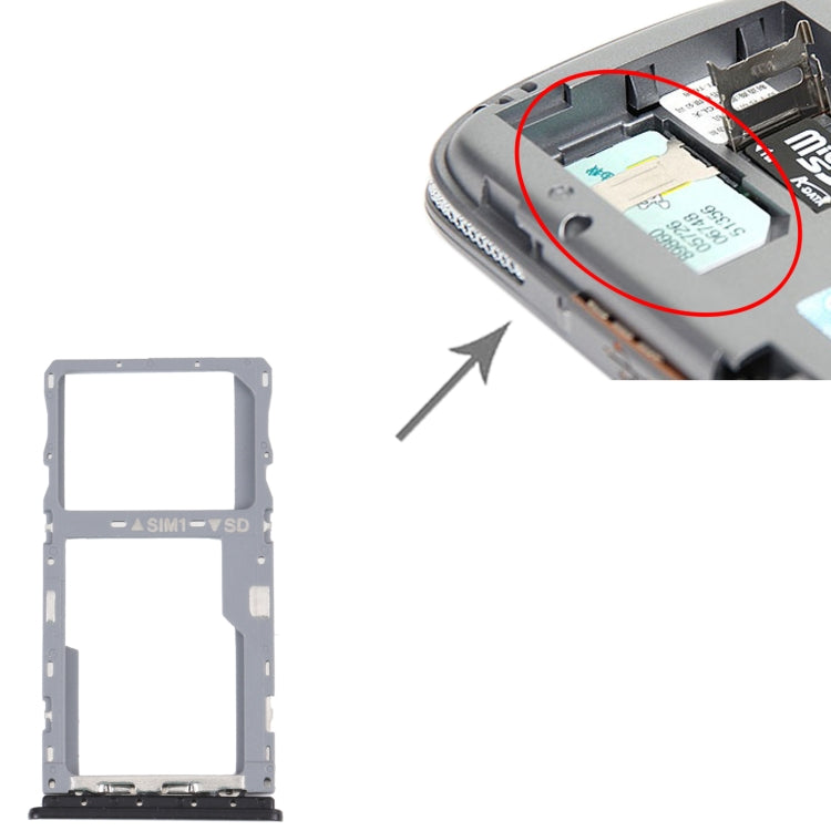 SIM Card Tray + Micro SD Card Tray for T-Mobile Revvl 4+ 5062 506W 5062Z(Black)