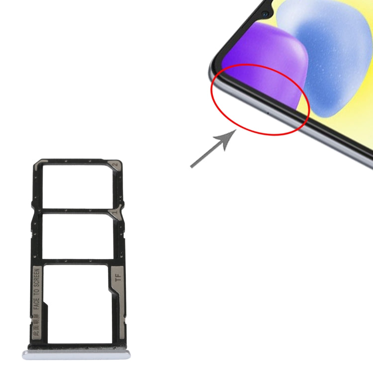 SIM Card Tray + SIM Card Tray + Micro SD Card Tray For Xiaomi Redmi 10A (Silver) - Card Tray by PMc TechLife | Online Shopping South Africa | PMc TechLife | Buy Now Pay Later Mobicred