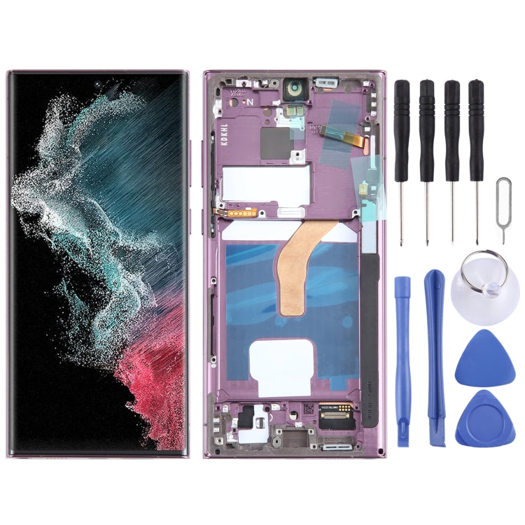 For Samsung Galaxy S22 Ultra 5G SM-S908B EU Edition 6.78 inch OLED  LCD Screen Digitizer Full Assembly with Frame (Purple) - free shipping - PMc TechLife - Order now!