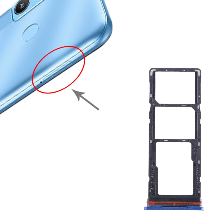 For Tecno Pop 5 LTE SIM Card Tray + SIM Card Tray + Micro SD Card Tray (Dark Blue) - Card Tray by PMC TechLife | Online Shopping South Africa | PMC TechLife
