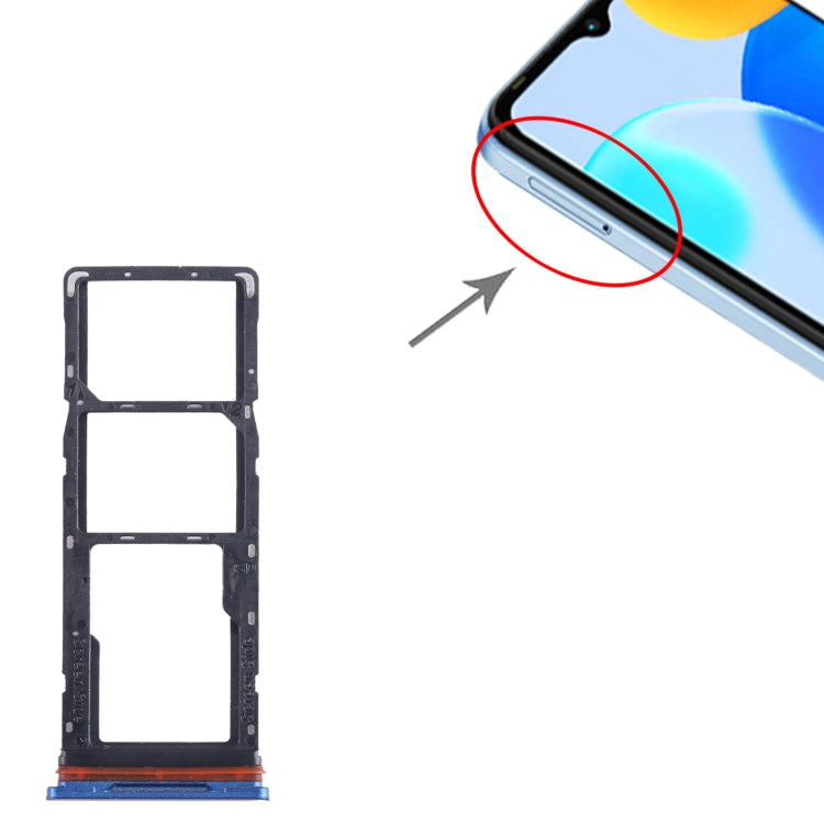 For Tecno Pop 5 Pro SIM Card Tray + SIM Card Tray + Micro SD Card Tray (Blue) - Card Tray by PMC TechLife | Online Shopping South Africa | PMC TechLife
