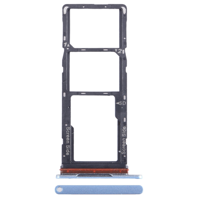 For Tecno Pop 7 BF6 SIM Card Tray + SIM Card Tray + Micro SD Card Tray (Blue) - Card Tray by PMC TechLife | Online Shopping South Africa | PMC TechLife