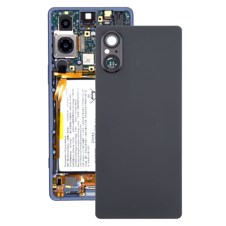 For Sony Xperia 5 V Battery Back Cover with Camera Lens Cover(Black) - Back Cover by PMC TechLife | Online Shopping South Africa | PMC TechLife | Buy Now Pay Later Mobicred
