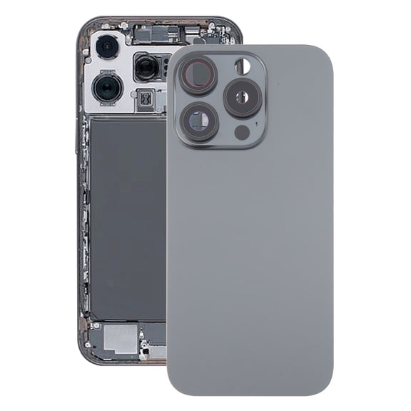 For iPhone 16 Pro Original Glass Battery Back Cover with Camera Lens Cover(Black)
