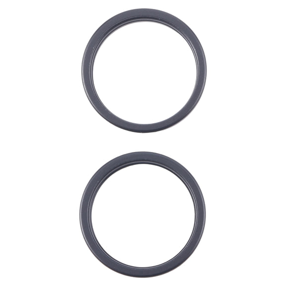 For iPhone 16 2pcs/set Rear Camera Glass Lens Metal Outside Protector Hoop Ring (Black)