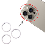 For iPhone 16 Pro 3pcs/set Rear Camera Glass Lens Metal Outside Protector Hoop Ring (Silver)