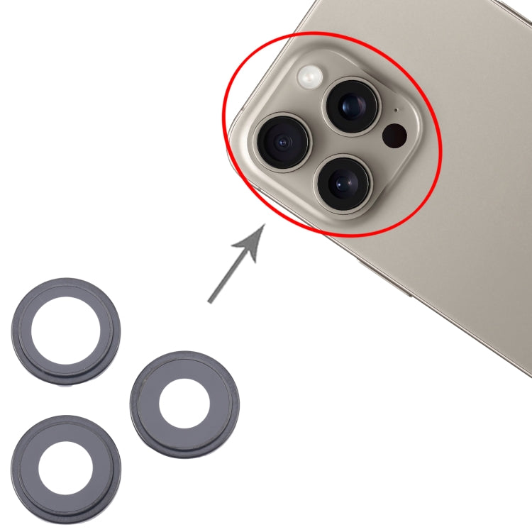 For iPhone 16 Pro 3pcs/Set Camera Lens Cover (Black)