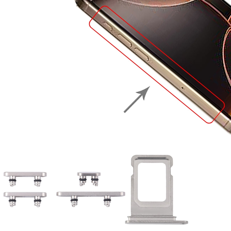 For iPhone 16 Pro Max Original SIM Card Tray + SIM Card Tray + Side Keys (White)