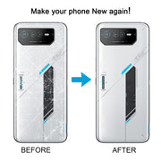 For Asus ROG Phone 6 AI2201-C AI2201-F Glass Battery Back Cover with NFC/Light Cable(Black Red)