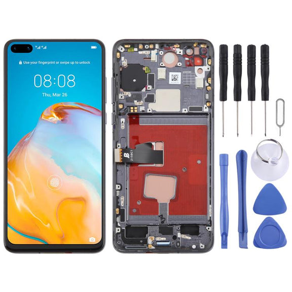For Huawei P40 TFT LCD Screen Digitizer Full Assembly with Frame, Not Supporting Fingerprint Identification (Black)
