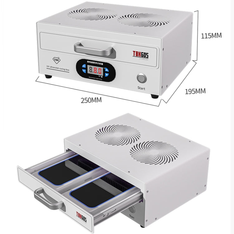 TBK 605 100W Mini UV Curing Lamp Box 48 LEDs Curved Surface Screen UV Curing Box, EU Plug