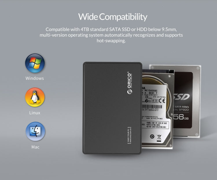 ORICO 2.5 inch Type-C Hard Drive Enclosure - free shipping - PMC Jewellery - Order now!