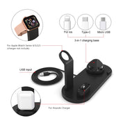 HQ-UD15 5 in 1 Micro USB + USB-C / Type-C + 8 Pin Interface Phone Charging Base with 8 Pin Earphone Charging Interface & Watch Stand, Without Wireless Charger(White)