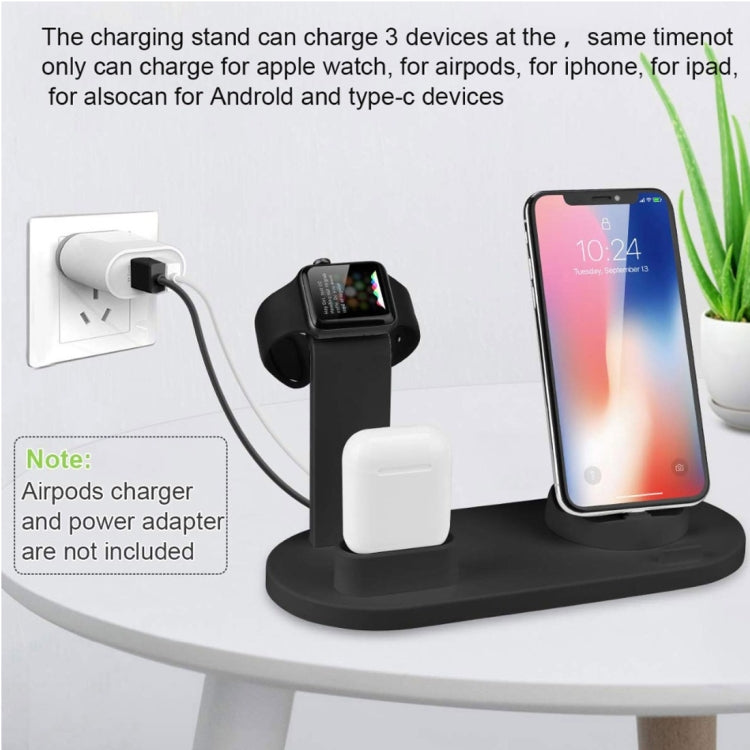 HQ-UD15 5 in 1 Micro USB + USB-C / Type-C + 8 Pin Interface Phone Charging Base with 8 Pin Earphone Charging Interface & Watch Stand, Without Wireless Charger(White)