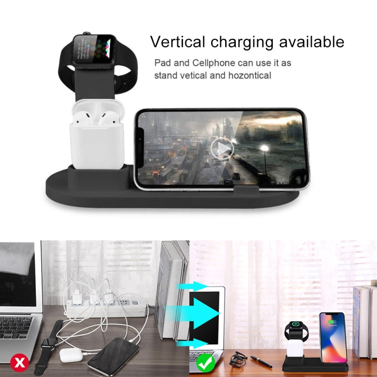 HQ-UD15 5 in 1 Micro USB + USB-C / Type-C + 8 Pin Interface Phone Charging Base with 8 Pin Earphone Charging Interface & Watch Stand, Without Wireless Charger (Black)
