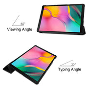 ENKAY PU Leather + Plastic Bottom Case with Three-folding Holder for Galaxy Tab A 10.1 (2019) T510 / T515(Black)