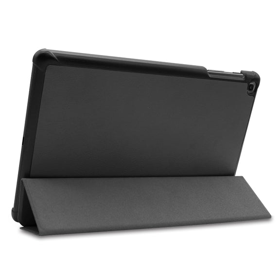 ENKAY PU Leather + Plastic Bottom Case with Three-folding Holder for Galaxy Tab A 10.1 (2019) T510 / T515(Black)