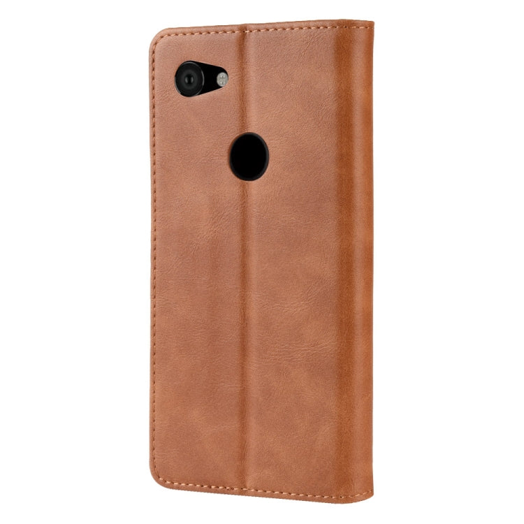 Magnetic Buckle Retro Crazy Horse Texture Horizontal Flip Leather Case for Google Pixel 3a , with Holder & Card Slots & Photo Frame(Brown) - Google Cases by PMC TechLife | Online Shopping South Africa | PMC TechLife | Buy Now Pay Later Mobicred