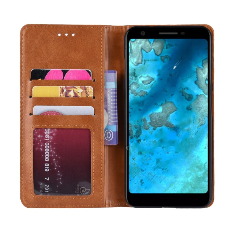 Magnetic Buckle Retro Crazy Horse Texture Horizontal Flip Leather Case for Google Pixel 3a , with Holder & Card Slots & Photo Frame(Brown) - Google Cases by PMC TechLife | Online Shopping South Africa | PMC TechLife | Buy Now Pay Later Mobicred