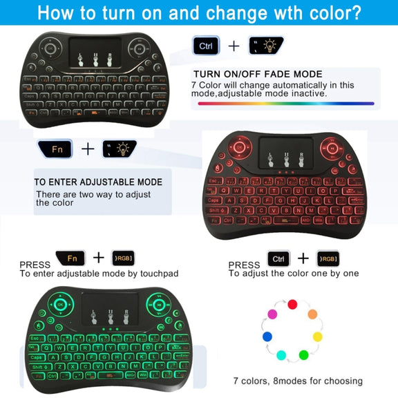 I8 Max 2.4GHz Mini Wireless Keyboard with Touchpad Rechargeable Fly Air Mouse Smart Game 7-color Backlit