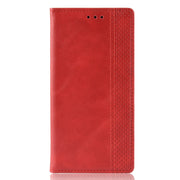 Magnetic Buckle Retro Crazy Horse Texture Horizontal Flip Leather Case for Motorola MOTO One Vision, with Holder & Card Slots & Photo Frame(Red)
