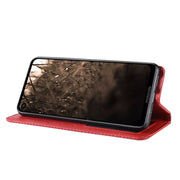 Magnetic Buckle Retro Crazy Horse Texture Horizontal Flip Leather Case for Motorola MOTO One Vision, with Holder & Card Slots & Photo Frame(Red)