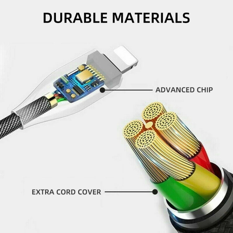 8 Pin Interface Zinc Alloy Marquee Luminous Intelligent Automatic Power off Charging Data Cable(black)