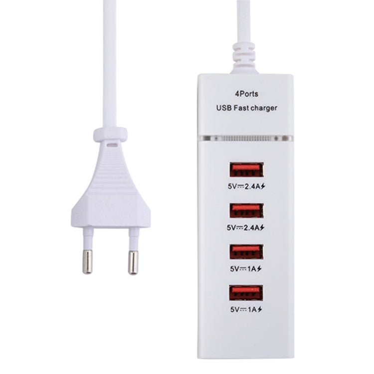 5V 4.1A 4 USB Ports Charger Adapter with Power Plug Cable, Cable Length: 1.5m, EU Plug(White) - Multifunction Charger by PMC Jewellery | Online Shopping South Africa | PMC Jewellery | Buy Now Pay Later Mobicred