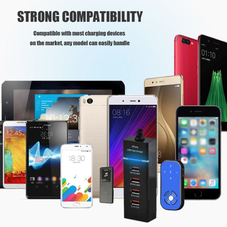 5V 4.1A 4 USB Ports Charger Adapter with Power Plug Cable, Cable Length: 1.5m, EU Plug(White) - Multifunction Charger by PMC Jewellery | Online Shopping South Africa | PMC Jewellery | Buy Now Pay Later Mobicred