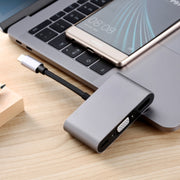 5 in 1 Type-C To HDMI + VGA + USB 3.0 + Audio Port + PD Port HUB Adapter(Grey)