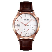 SKMEI 1581 Creative Fashion Men Watch Simple Casual Outdoor Sports Water-resistant Two-Pin Quartz Watch(Rose Gold Coffee)