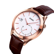SKMEI 1581 Creative Fashion Men Watch Simple Casual Outdoor Sports Water-resistant Two-Pin Quartz Watch(Rose Gold Coffee)