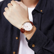 SKMEI 1581 Creative Fashion Men Watch Simple Casual Outdoor Sports Water-resistant Two-Pin Quartz Watch(Rose Gold Coffee)