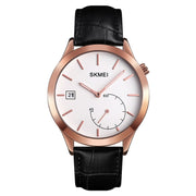 SKMEI 1581 Creative Fashion Men Watch Simple Casual Outdoor Sports Water-resistant Two-Pin Quartz Watch(Rose Gold Black)