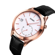 SKMEI 1581 Creative Fashion Men Watch Simple Casual Outdoor Sports Water-resistant Two-Pin Quartz Watch(Rose Gold Black)