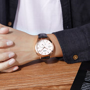 SKMEI 1581 Creative Fashion Men Watch Simple Casual Outdoor Sports Water-resistant Two-Pin Quartz Watch(Rose Gold Black)