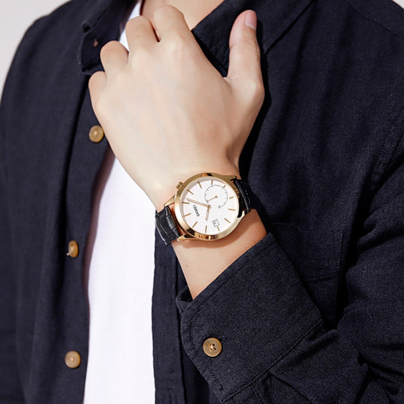 SKMEI 1581 Creative Fashion Men Watch Simple Casual Outdoor Sports Water-resistant Two-Pin Quartz Watch(Gold Black)