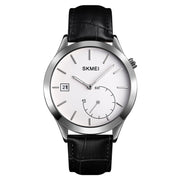 SKMEI 1581 Creative Fashion Men Watch Simple Casual Outdoor Sports Water-resistant Two-Pin Quartz Watch(Silver Black)