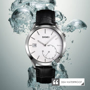 SKMEI 1581 Creative Fashion Men Watch Simple Casual Outdoor Sports Water-resistant Two-Pin Quartz Watch(Silver Black)
