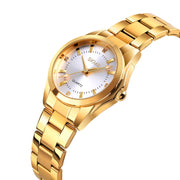 SKmei 1620 Delicate Rhinestone Creative Casual Water-resistant Quartz Women Watch Steel Strap Watch(Gold)
