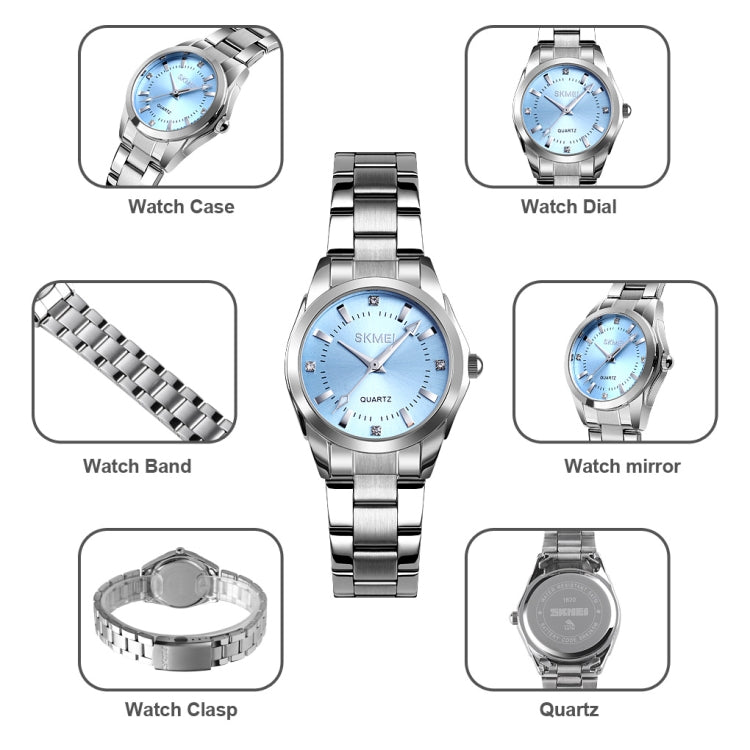 SKmei 1620 Delicate Rhinestone Creative Casual Water-resistant Quartz Women Watch Steel Strap Watch(Gold)