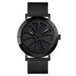 SKMEI 9204 Fashion Skeleton Rotating Dial Waterproof Business Mesh Belt Quartz Watch Men Watch(Black) - free shipping - PMC TechLife - Order now!